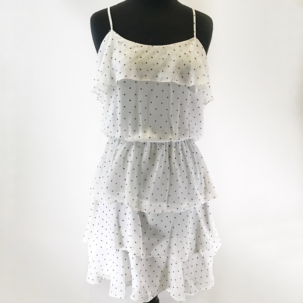 ✨sold✨ parker • polka dot tiered silk summer dress - Picture 1 of 8